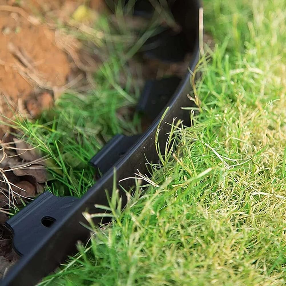 HOT Seal 2 Inch Tall Garden Landscape Edging Kit 20 FT, Bonus 20Pcs Spiral Spikes, Black Plastic Lawn Edging for Landscaping, Lawn, Yard, Flower Gardens Border - Black 60 Ft image number 5