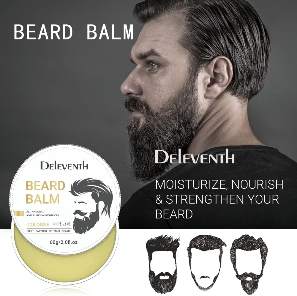 Deleventh Korean Brand Beard Balm 60G / Vitamin E with Natural Oils and Waxes, Soften, Strengthen and Protect for Healthy, Nourishing Beard, Hydrate, Soften & Protect Your Facial Hair (Cologne) image number 2