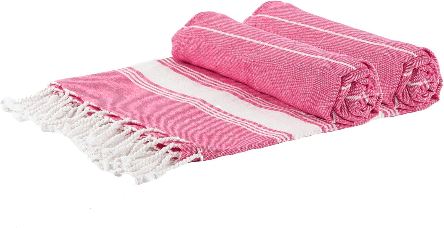 Nicola Spring Turkish Cotton Bath Towels - 170 X 90Cm - Red - Pack of 2 - Lightweight & Absorbent Large Adults Drying Beach Towel Bathroom Gym Cloth Sauna Hammam Shower Sheet image number 6