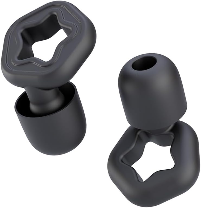 In-Ear Ear Plugs with Five Star Shape Design&ndash; Super Soft, Reusable Hearing Protection in Flexible Silicone for Sleep, Swimming, Travel, Noise Sensitivity 6 Ear Tips in S/M/L - SNR 24Db & NRR 14 Noise Cancelling (Black, S+M+L)