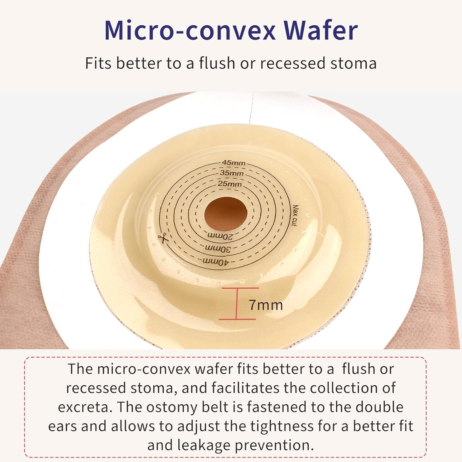 DERAYMI 10 Pack Colostomy Bags Convex with a Belt, One Piece System Ostomy Bag Drainable Pouches Ostomy Supplies Bags for Uneven Wrinkled Skin Irregular Stoma Cut-To-Fit 20-45Mm image number 2