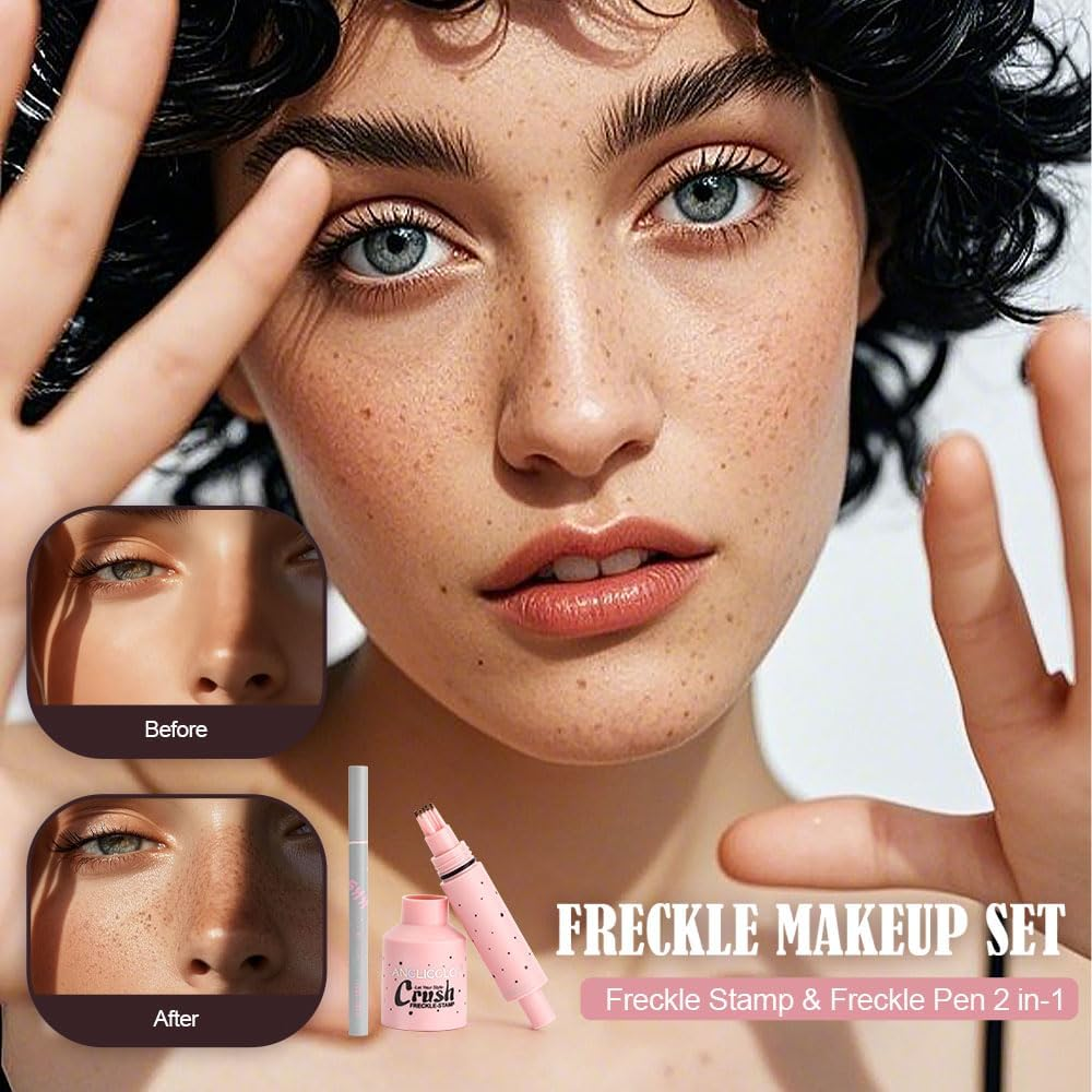 FIDWALL Freckle Pen & Freckle Stamp, Waterproof Long Lasting Freckles Pen Kit with Fake Freckles and 5-Point Stamp for Natural Henna Brown Freckles Look (03# Dark) - 01Hell image number 7