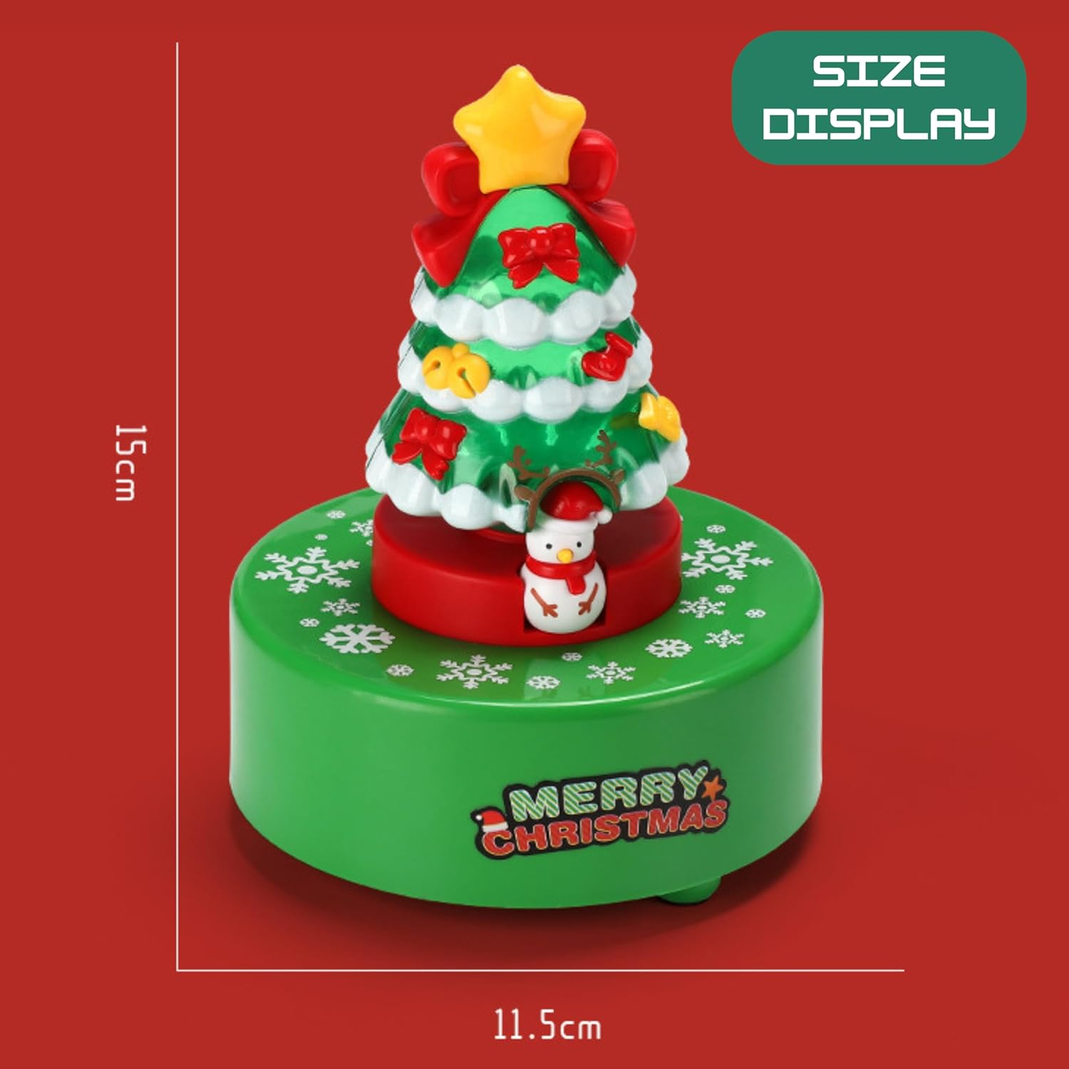 Christmas Tree Music Box with Rotating Snowman, 'We Wish You a Merry Christmas' Song image number 3