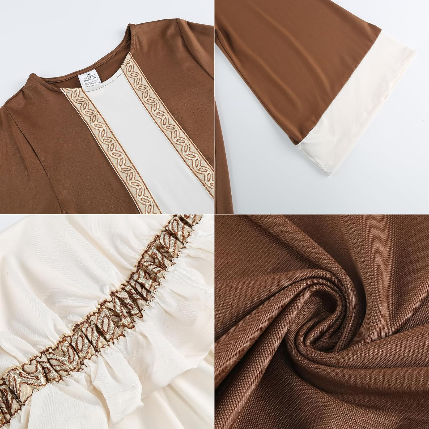 Yolsun Joseph Costume for Kids, Boys Shepherd Costume, Wiseman Biblical Headwrap Hat Waist Rope Set image number 5