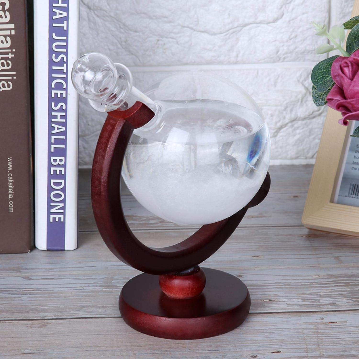 Weather Glass, Practical Weather Predicting Storm Glass Home Weather Station, Storm Glass Weather Station for Home for Office(Mahogany) image number 1