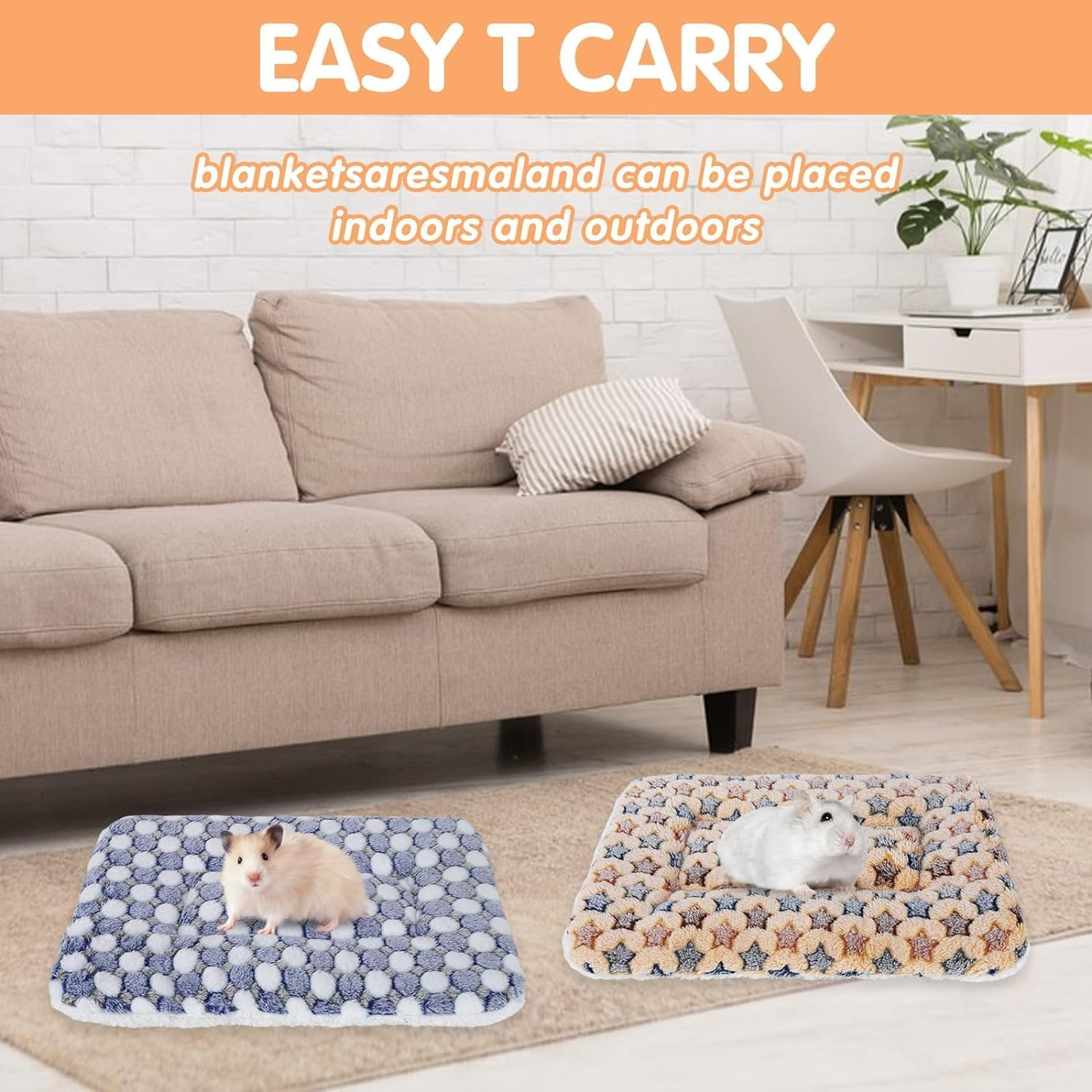 2 Pcs Small Animal Plush Bed Mat 35X27Cm Washable Guinea Pig Bed Mat Fluffy Guinea Pig Bedding Mat Sleeping Pad for Bunny Hamster Guinea Pig image number 3