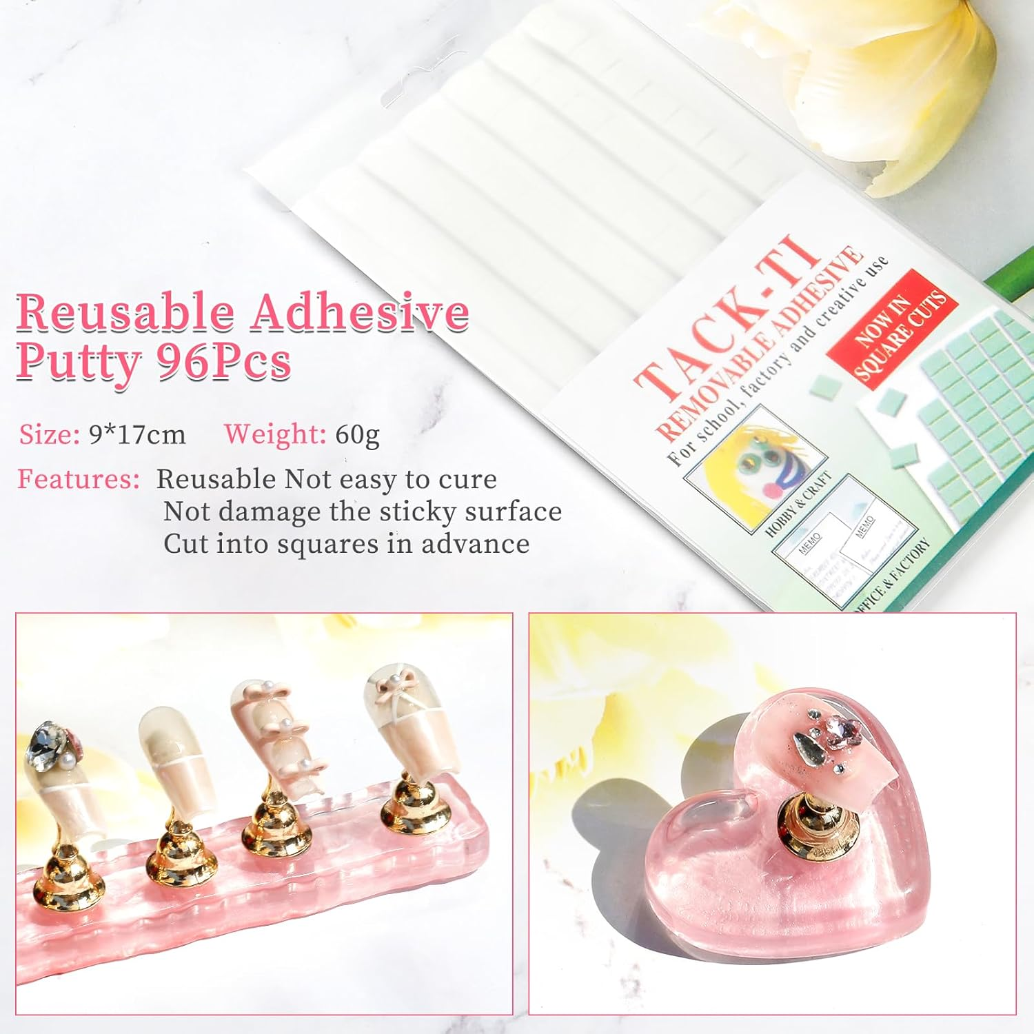 BQAN Nail Stand for Press Ons Acrylic Nail Holder for Painting Nails, Nail Practice Tools with Reusable Putty - Nail Tech Must Haves Nail Supplies for Homes and Salons (Pink) image number 2