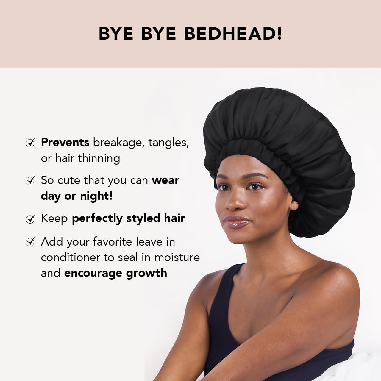 Kitsch Sleep Scarf Bonnet Cap for Women, Lightweight Head Wrap, Softer than Silk Hair Wrap for Sleeping, Satin Bandanna Scarf