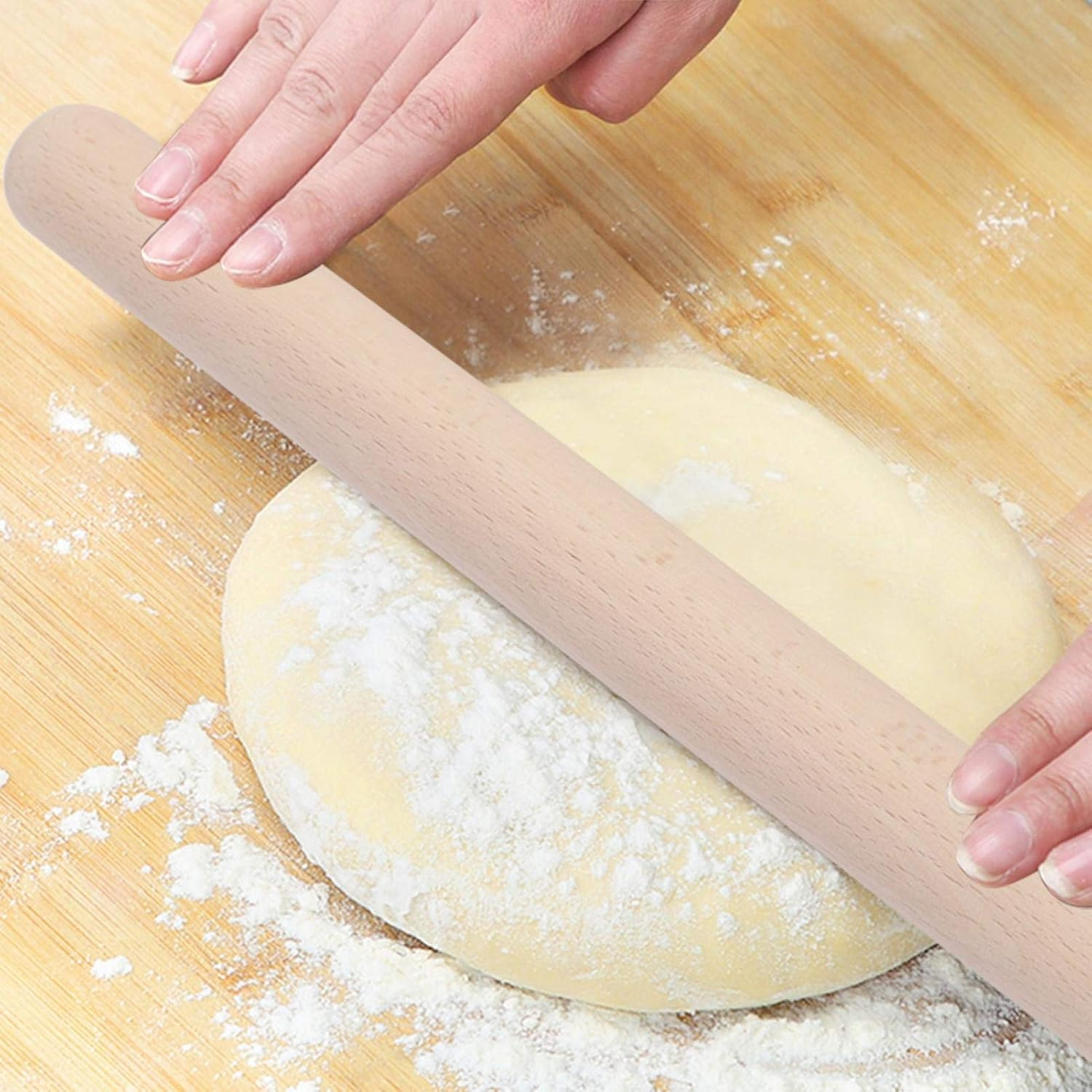 Home Solid Wood Rolling Pin Cake Pastry Pizza Rolling Pin Baking Tool Kitchen Utensils for Pasta, Cookie Dough, Pastry, Bakery, Pizza, Fondant, Chapati(39Cm)
