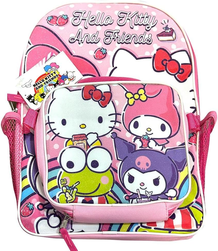 Fast Forward Hello Kitty and Friends Kids Backpack with Lunch Bag Set, 16 Inch, Pink