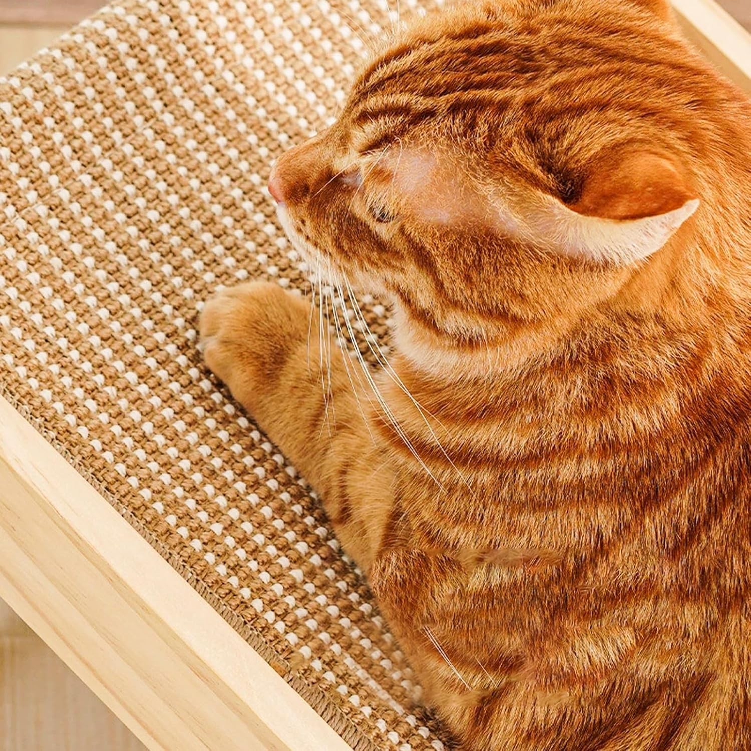 Sisal Cat Scratcher Ramp for Indoor Cats, 24.8&rdquo; L-Shaped Cat Scratching Post with Solid Wood Frame, Vertical Climbing Cat Scratch Pad Furniture image number 3