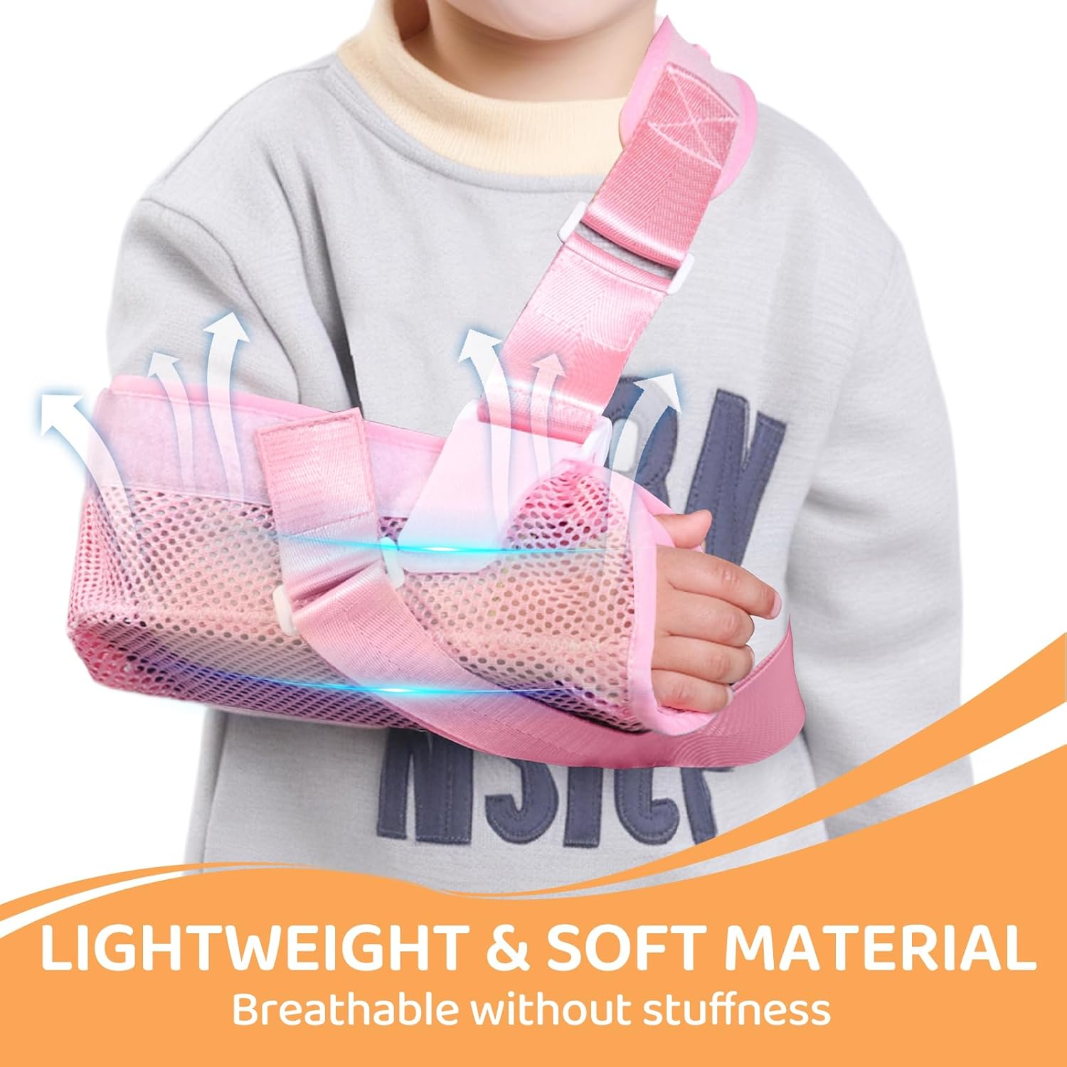 Arm Sling for Kids, Arm Brace with Support Plate, Arm Support Sling Shoulder Immobilizer for Children Shoulder Injury, Suit for Left and Right Arms, Boy and Girl (Pink,Xs)