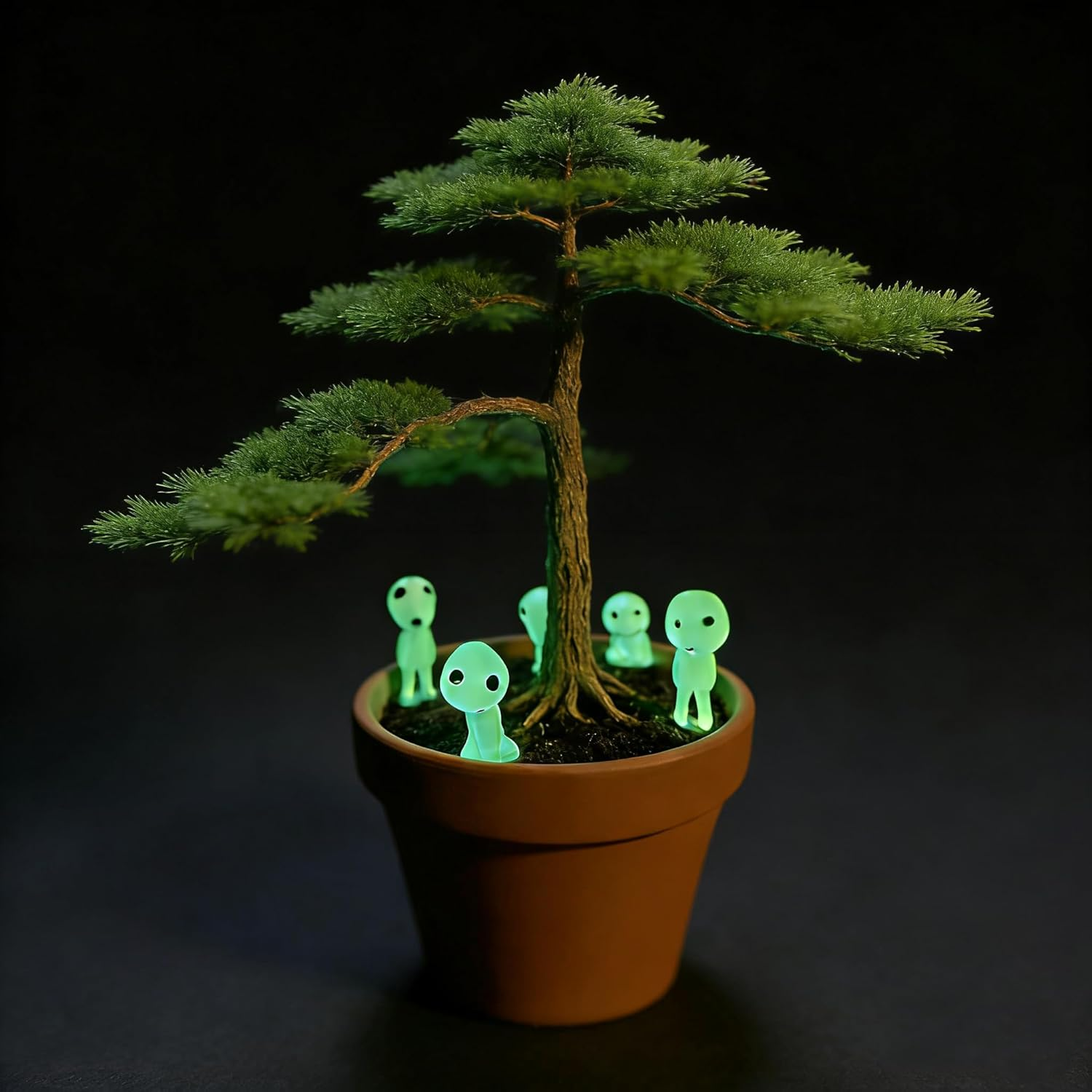 Ponjowl 5 Pcs Luminous Tree Elves Spirit Gardening Potted Decoration Micro Landscape Figures Ornament Fluorescent Green image number 3