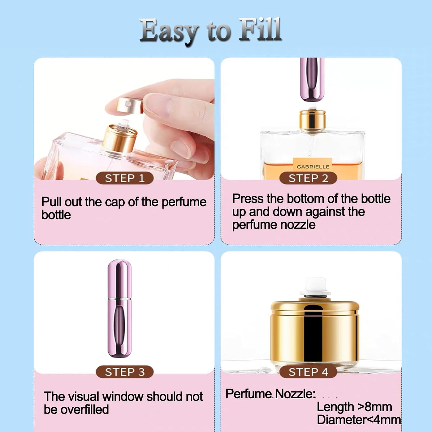 6 PCS Mini Perfume Atomizer Bottles,5Ml Spray Container,Portable Size Refillable Pump for Traveling and Outgoing image number 5