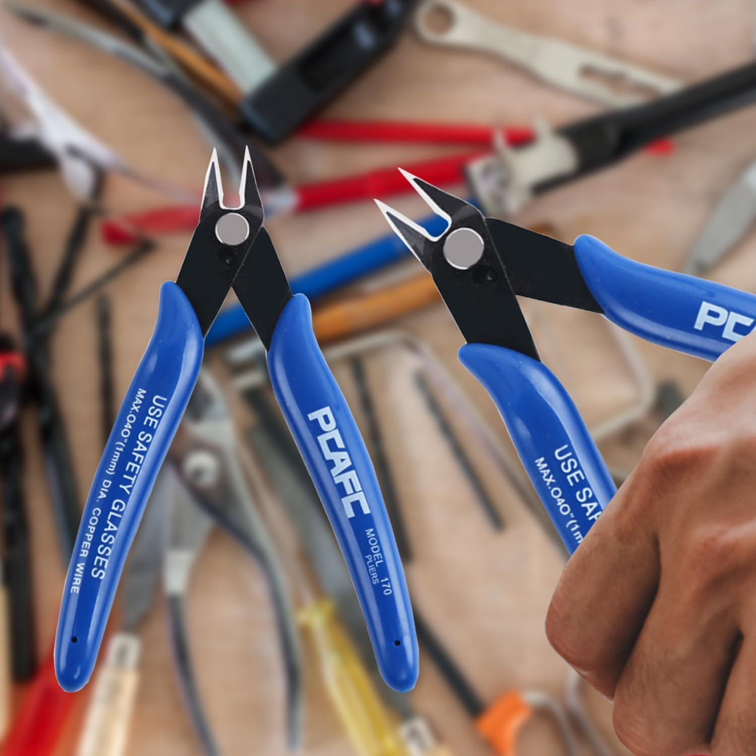 Flush Cutters - Flush Cut Side Cutter Pliers & Precision Wire Snips for Jewelry, Electronics & Crafts | Mini 170 Model with Spring-Loaded Design, Carbon Steel Blades image number 1