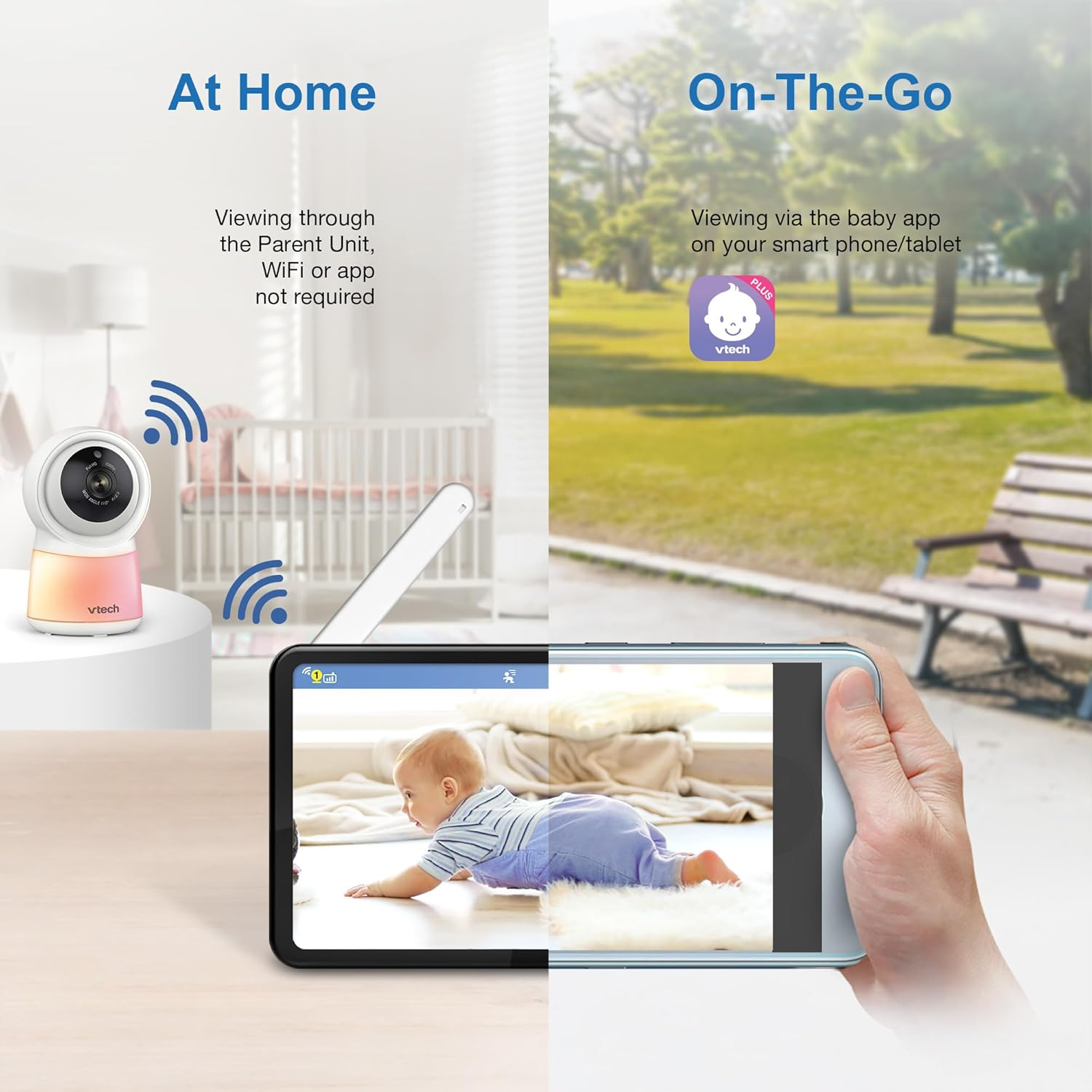 Vtech RM7754HDV2 7&rdquo; 2-Camera Smart HD Video Baby Monitor with Remote Access, Night Light, 2-Way Talk, Soothing Sounds, Temp Sensor & Motion Detection, up to 13 Hours Battery Life