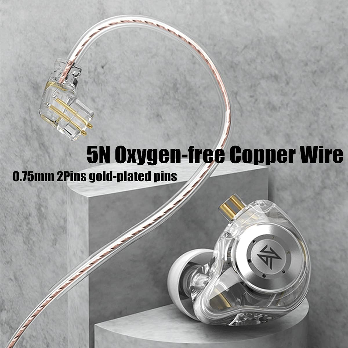 Yinyoo KZ EDX PRO Earphones Headphones with 1DD, EDX PRO Wired in Ear Earbuds Hifi Deep Bass Sound with 1DD New 10Mm Dynamic Driver over Ear Headset with Detachable Cable (White, without Mic)