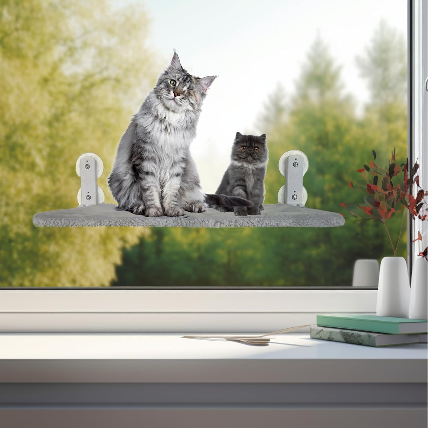 Pet Cat Hammock &ndash; Window-Mounted Cat Bed with Strong Suction Cups, Holds up to 15Kg &ndash; Space-Saving Hanging Perch for Indoor Cats