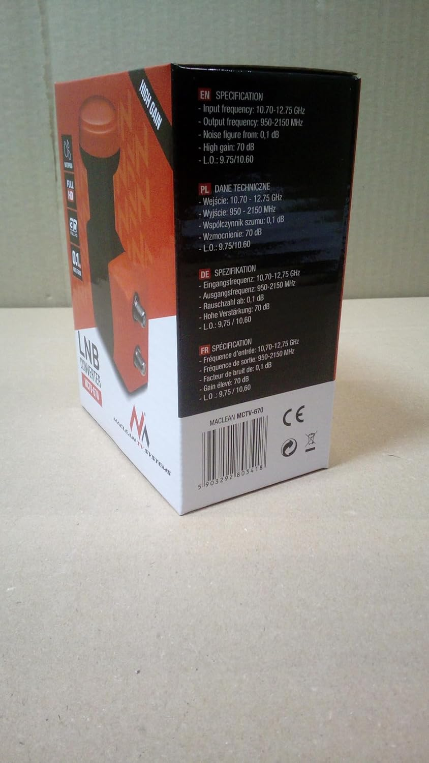 Maclean MCTV-670 TWIN LNBF for Analogue and Digital Satellite Receiver 0.1 Db SKY 3D Full HD Compatible Digital Switch Full HDTV image number 6