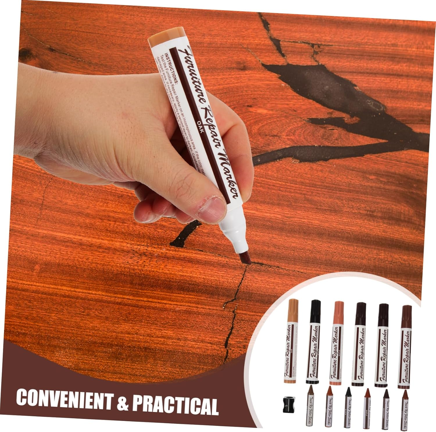 Furniture Repair Kit 12-Piece Touch-Up Markers Set for Wood Floors and Furniture Multi-Color for Home and Office Use