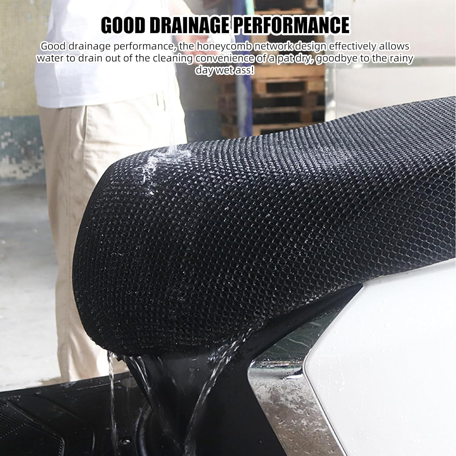 2Pcsblack Motorcycle Scooter Seat Cover Seat Anti-Slip Cushion 3D Spacer Mesh Fabric,Fitselectric Vehicle Andscooter, Xx-Large (Black, XL) image number 3