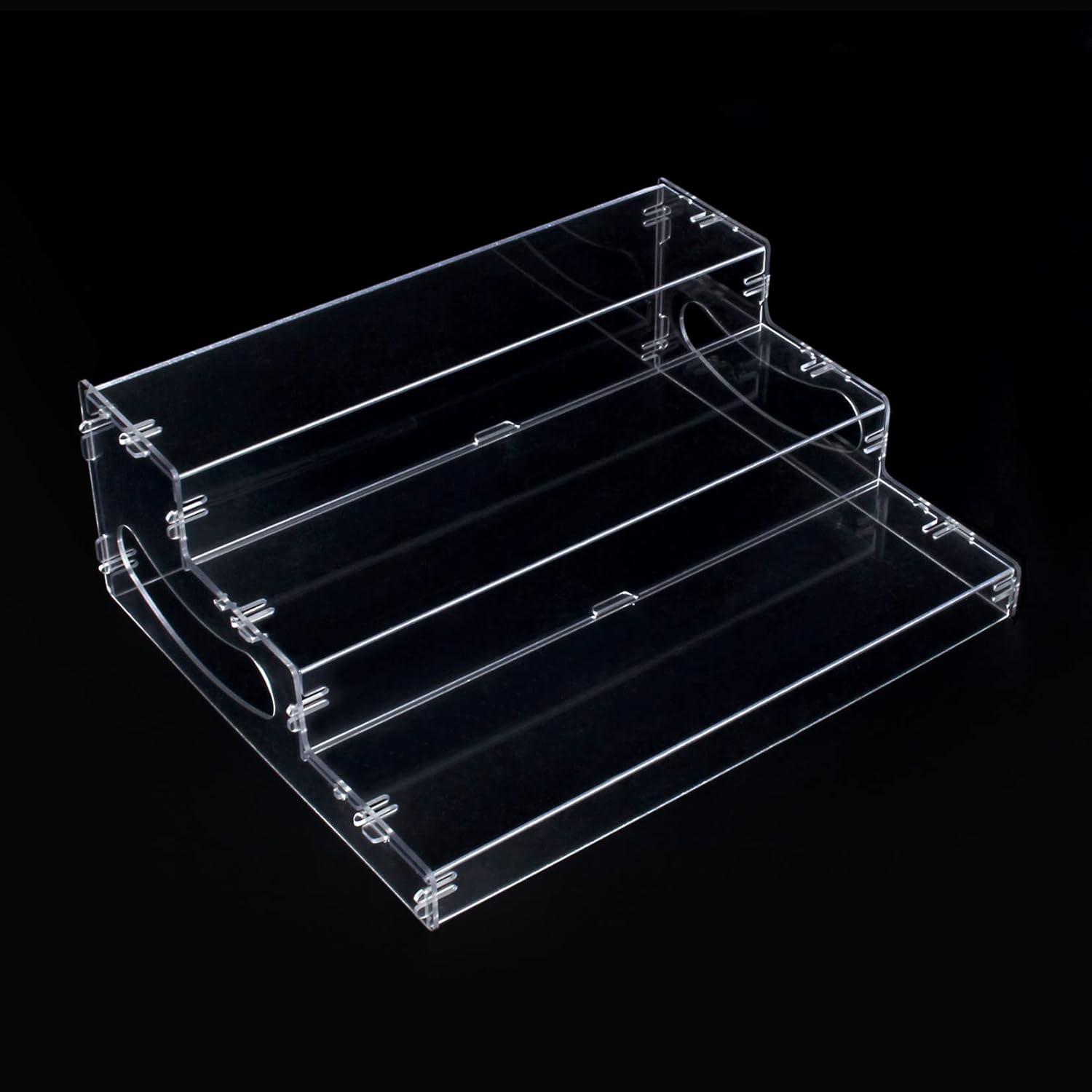 Evron Pantry Organization and Storage Clear Plastics Spice Rack Organizer for Cabinet & Countertop (ASSEMBLY REQUIRED) 3 Tier Versatile Tierd Shelf 10.5'' Clear Snap-In Assembly 1Pack