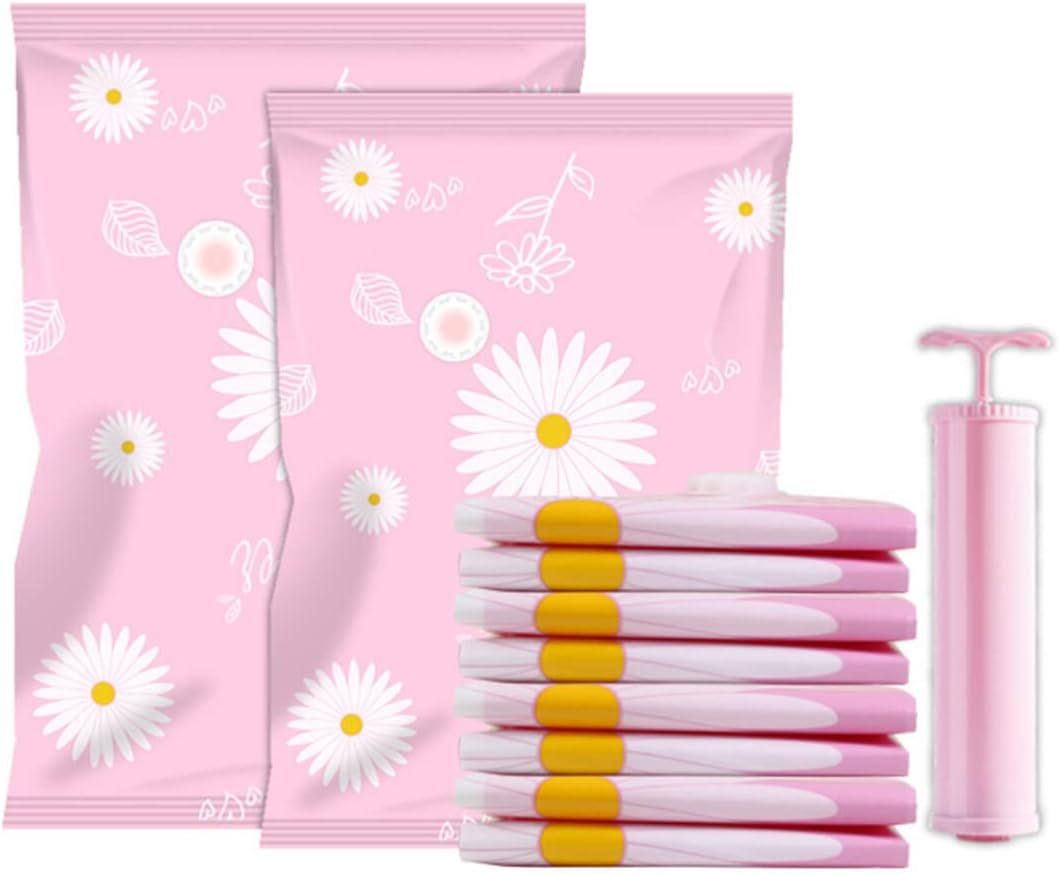 OFFSCH 7Pcs Vacuum Compression Bags Set for Clothes Storage Luggage Organiser Airtight Odorless for Backpacking Trekking