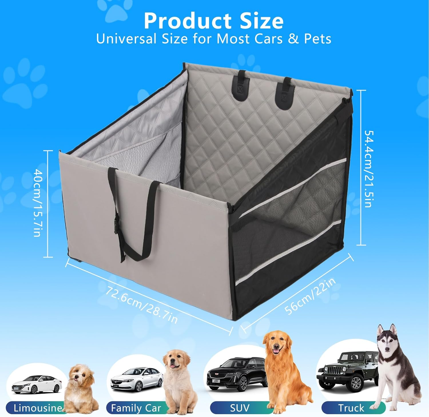 Qowooq Dog Car Seat for Medium Dogs,Back Seat Extender for Dogs,Large Dog Car Seat Cover for Back Seat, Dog Hammock for Car Back Seat Dog Bed Mattress,Pet Car Seat for Car SUV Truck (Black, Large) image number 4
