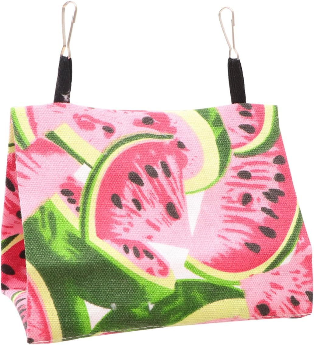 COHEALI Watermelon Pattern Canvas Parrot Nest Hammock L 30X19X21Cm Indoor Bird House Sleeping Pad for Parrots image number 3