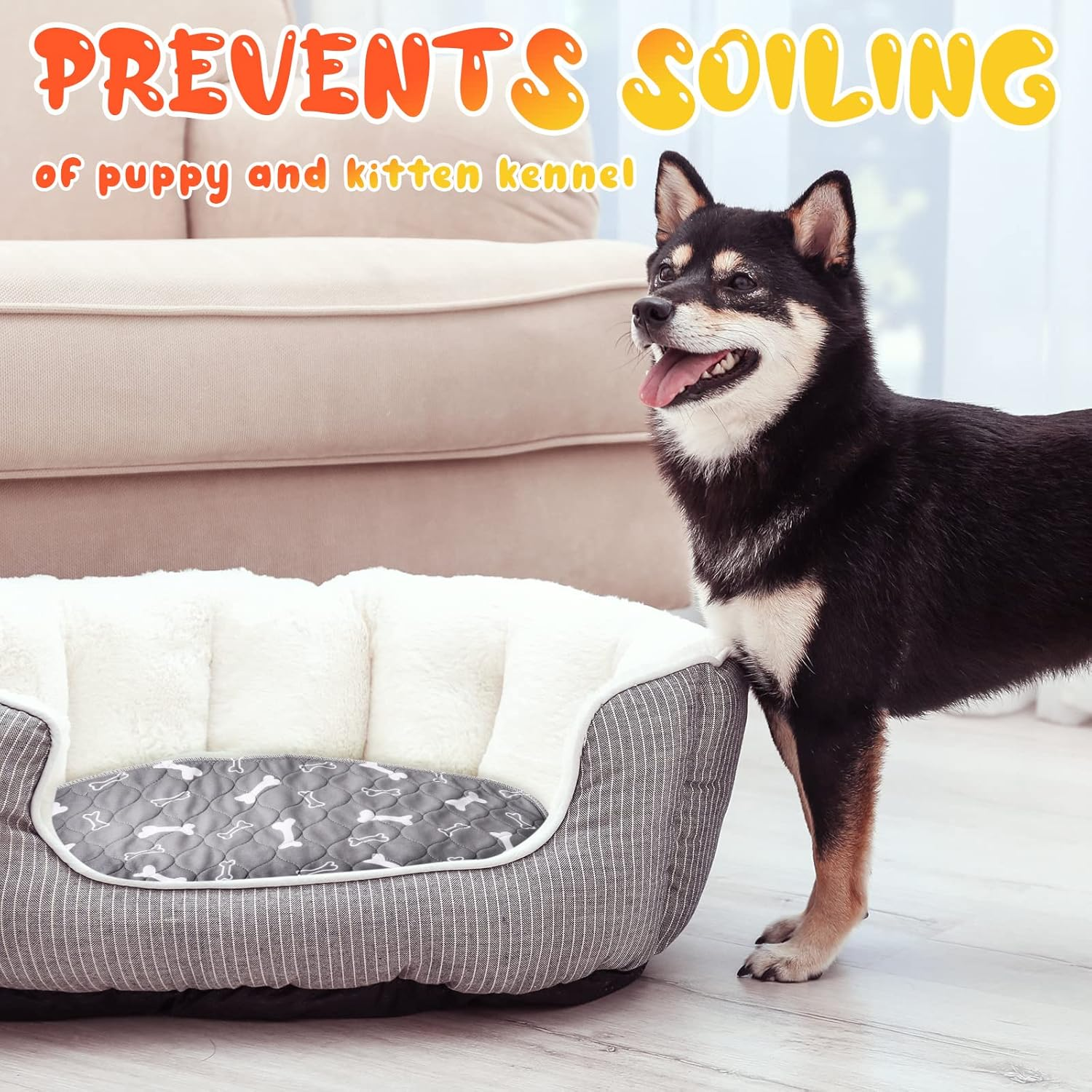 Namalu 6 Pieces Washable Pee Pads Reusable Pee Pads Absorbent Layered Waterproof Mat Cloth Whelping Pad Potty for Home Travel Crate Training Pad, Easy to Clean(Grey, 16 X 24 Inch) image number 4