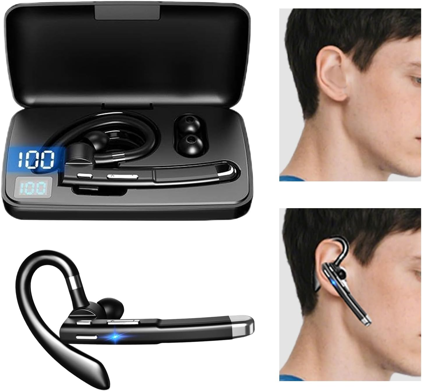 Uoqpty Earphones Translator - Wireless Translation Earphones - Wireless Headphones Noise Reduction Translation Device for Meeting Workplace Learning Students School Travel Adults Business image number 5