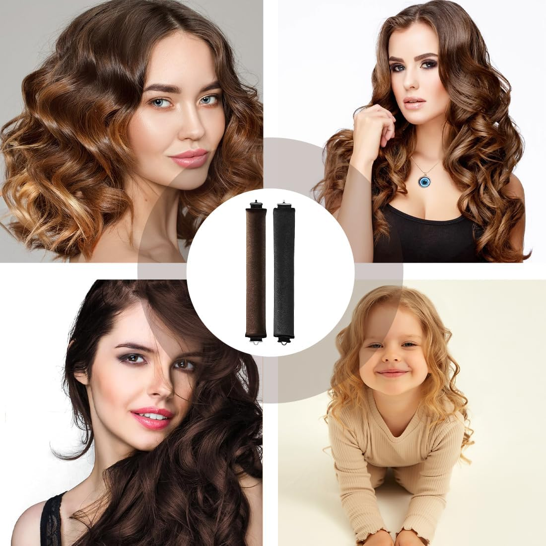 NHQZ Pack of 6 Hair Rollers Heatless Curls Overnight Curls for Medium Long Hair