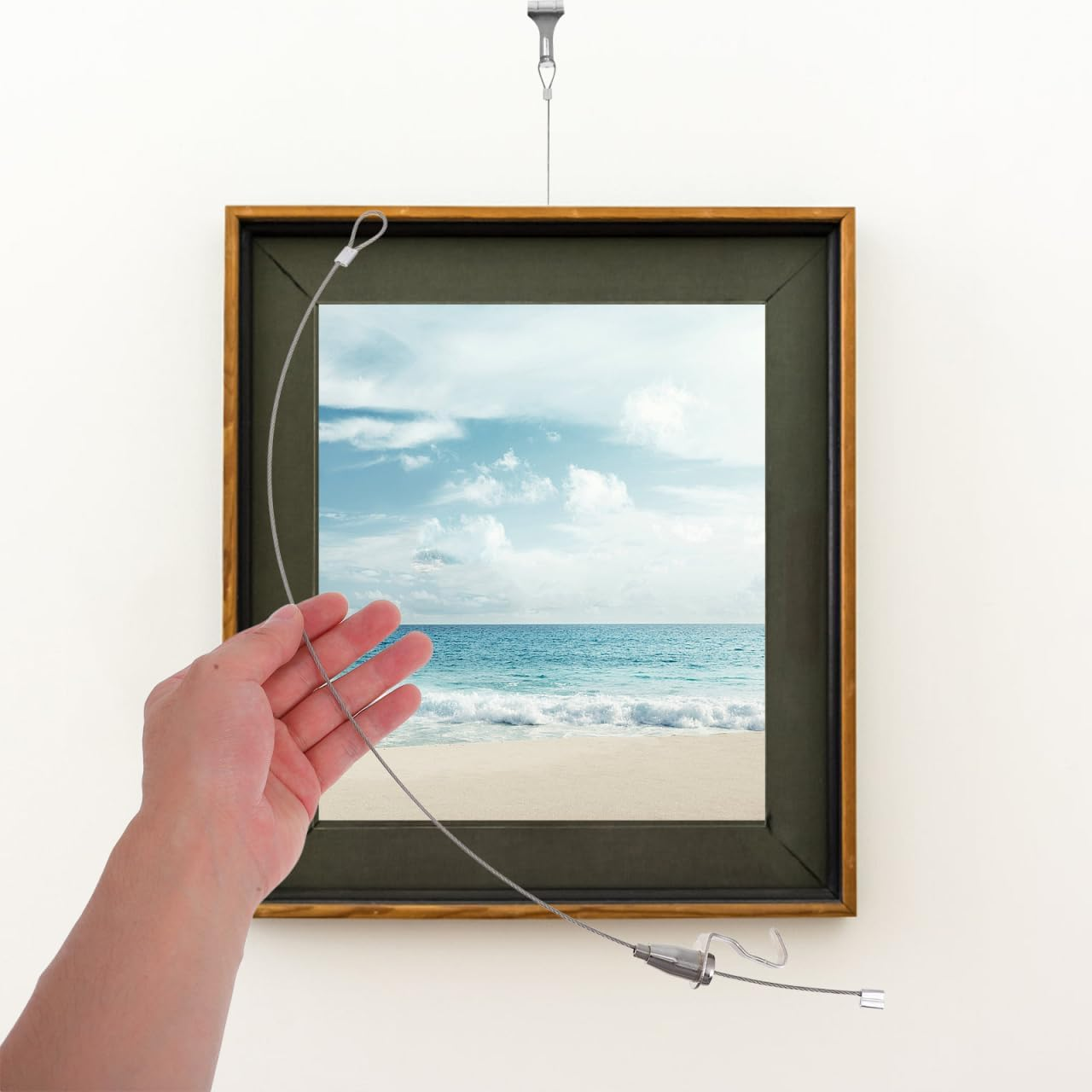 OSALADI 10 Sets Picture Rail Hook Picture Hooks Art Hanging Kit Wire Kit Wire Hanger Hooks for Hanging Pictures Picture Wire Hanging Kit Picture Rail Hanging System Steel Wire image number 1