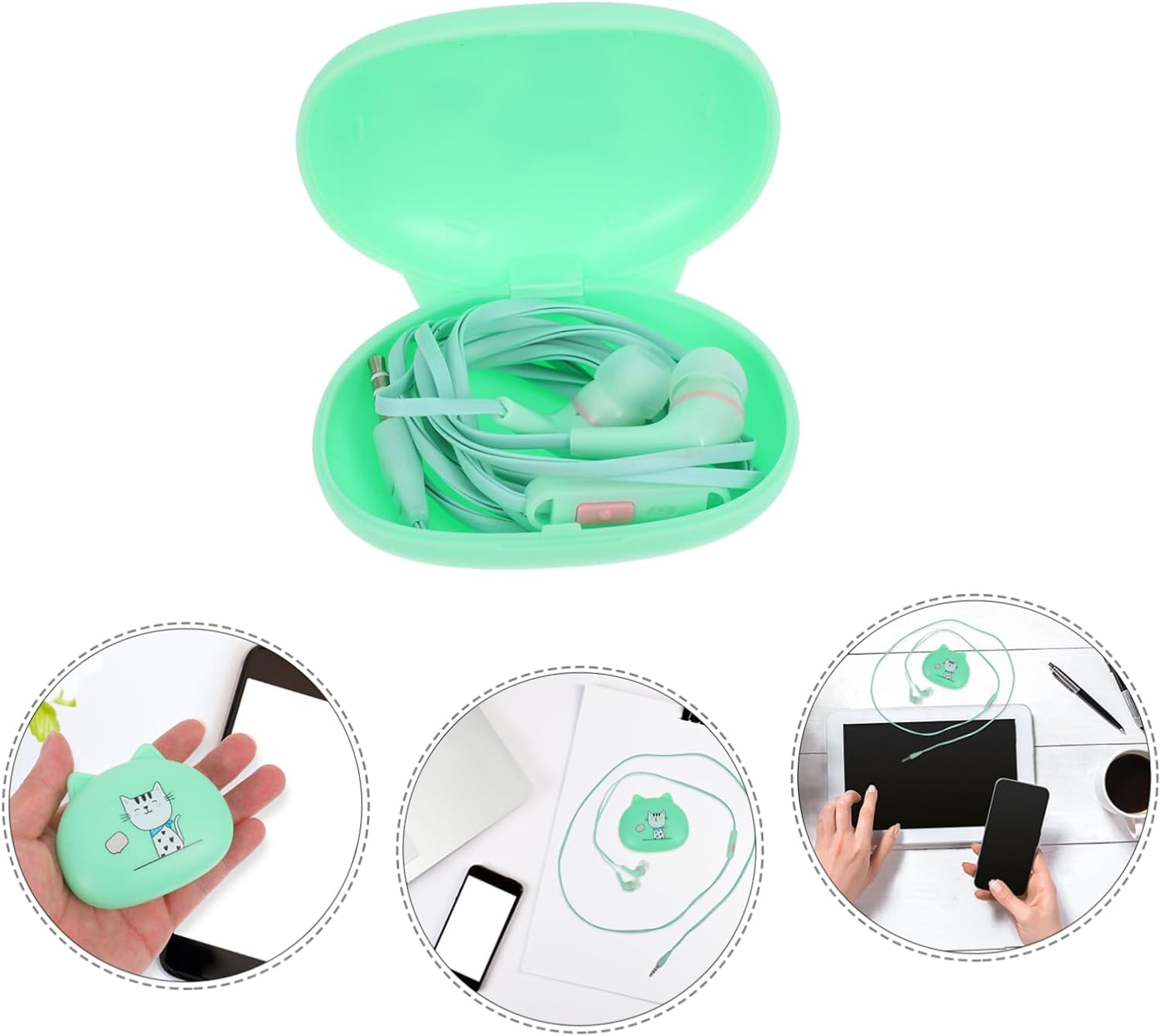 ROMISBABA In-Ear Corded Earphones Microphone for Phones, Portable Wired Earbuds, Green, Compatible Mobile and Computer Use