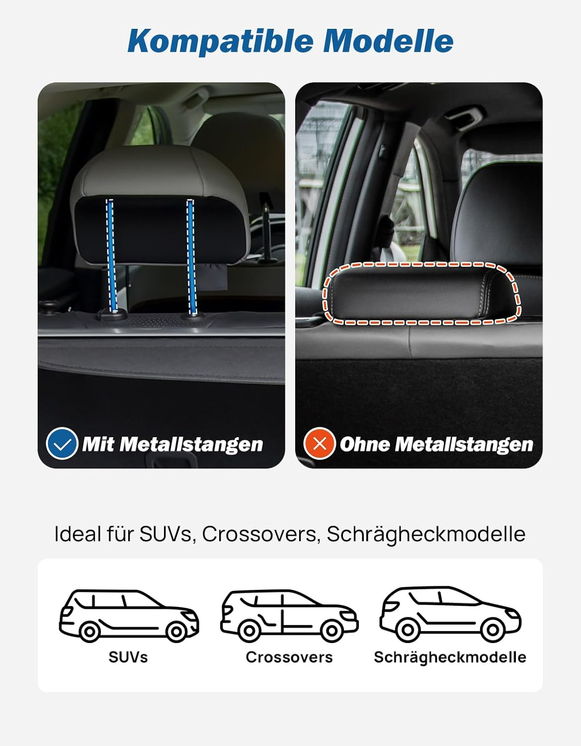 JOYTUTUS Adjustable Dog Car Barrier for Suvs Crossover Hatchback, Upgraded Universal-Fit Pet Divider Gate Carbon Steel Dog Barrier for Cargo Area 82Cm to 140Cm Width