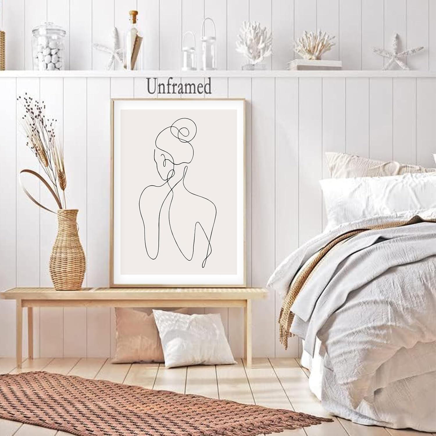Woman Line Drawing Art Print Minimalist Feminine Line Wall Art Female Body Print Poster Modern Body Line Art Minimalist Abstract Prints Black White and Beige Poster for Bedroom16X24In No Frame image number 7