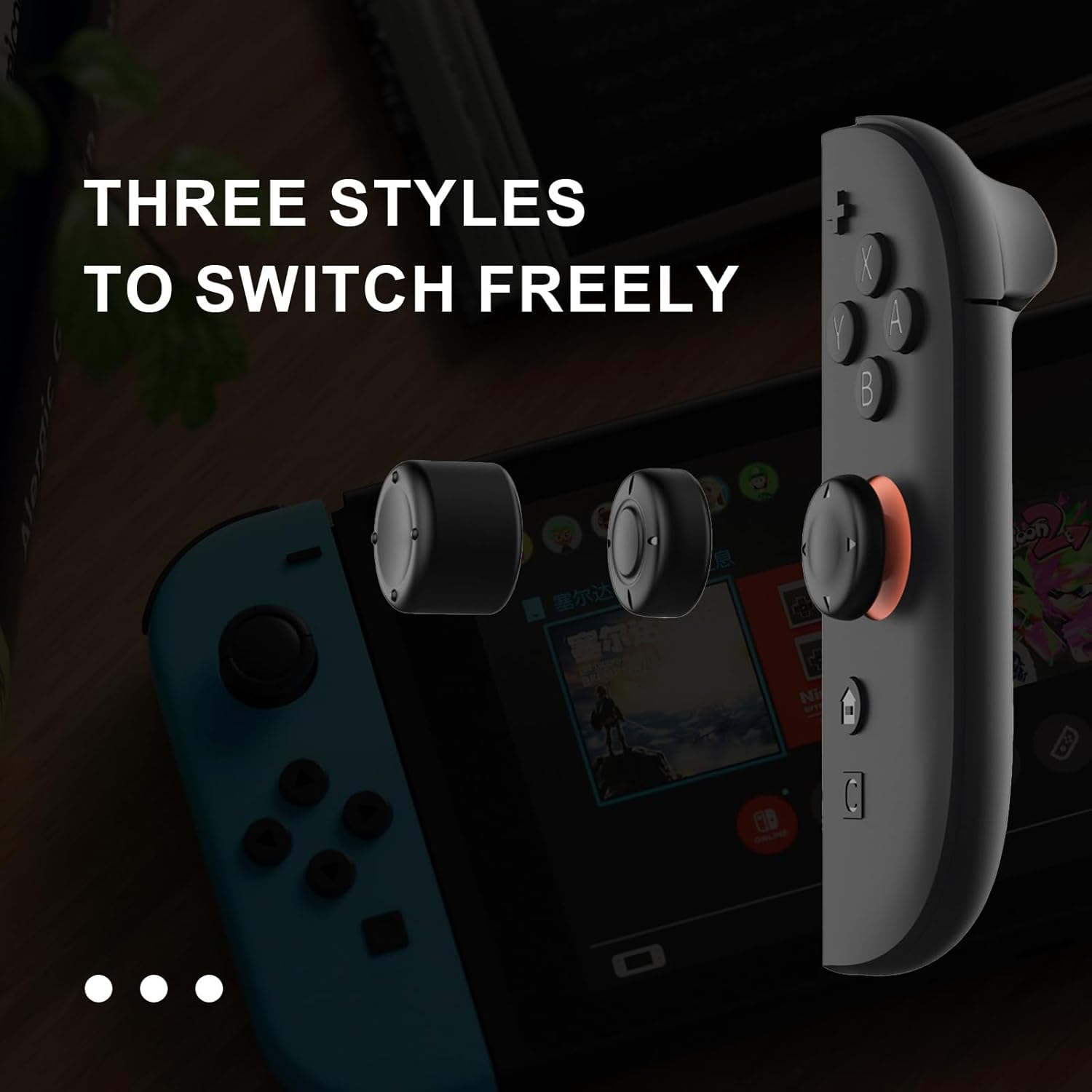 LEZOOY 3 Pairs 6-Pack Joy-Con Silicone Joystick Caps Switch 2 Thumb Grip Joycon Controller Button Joystick Protective Cover Ergonomic Design Enhanced Game Grip Comfortable and Durable Black