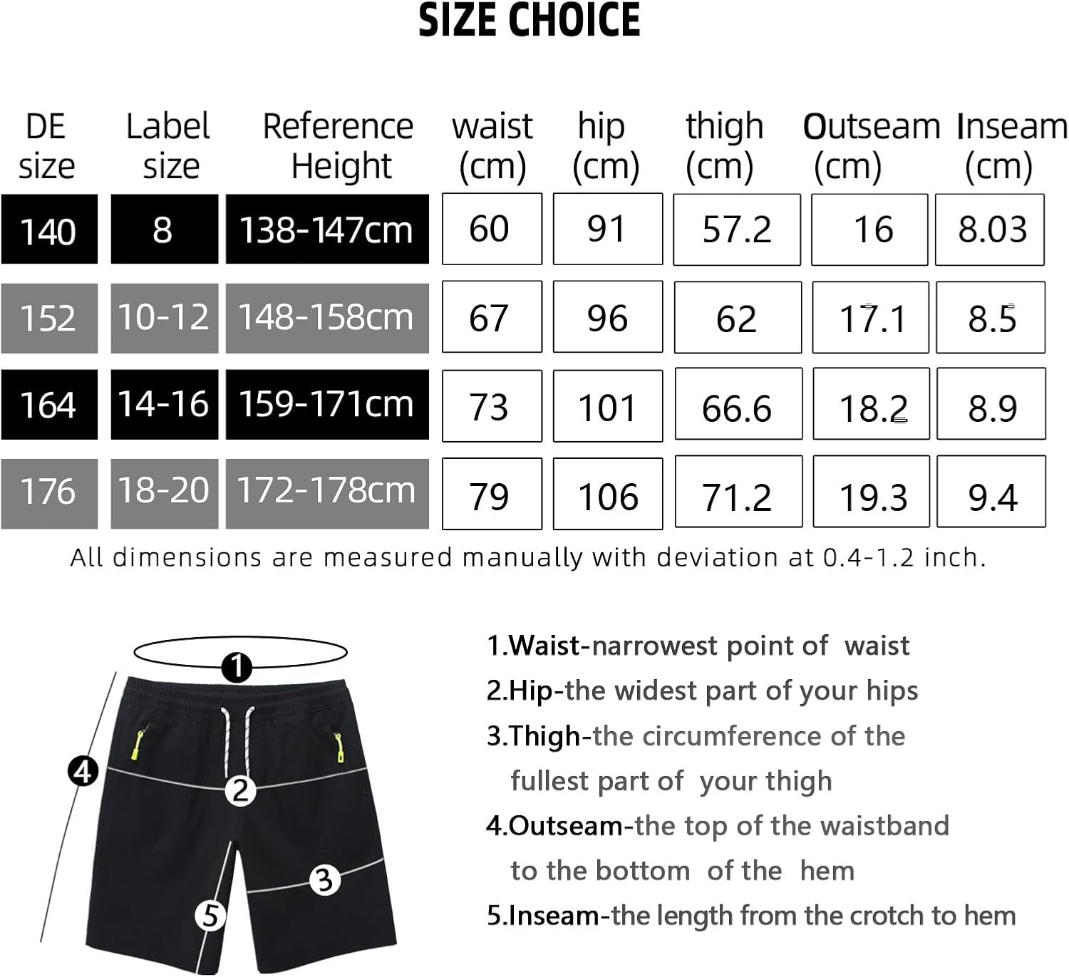 Hill & Sea Boys Shorts Casual Classic Fit Drawstring Summer Beach Twill Shorts with Zipper Pockets