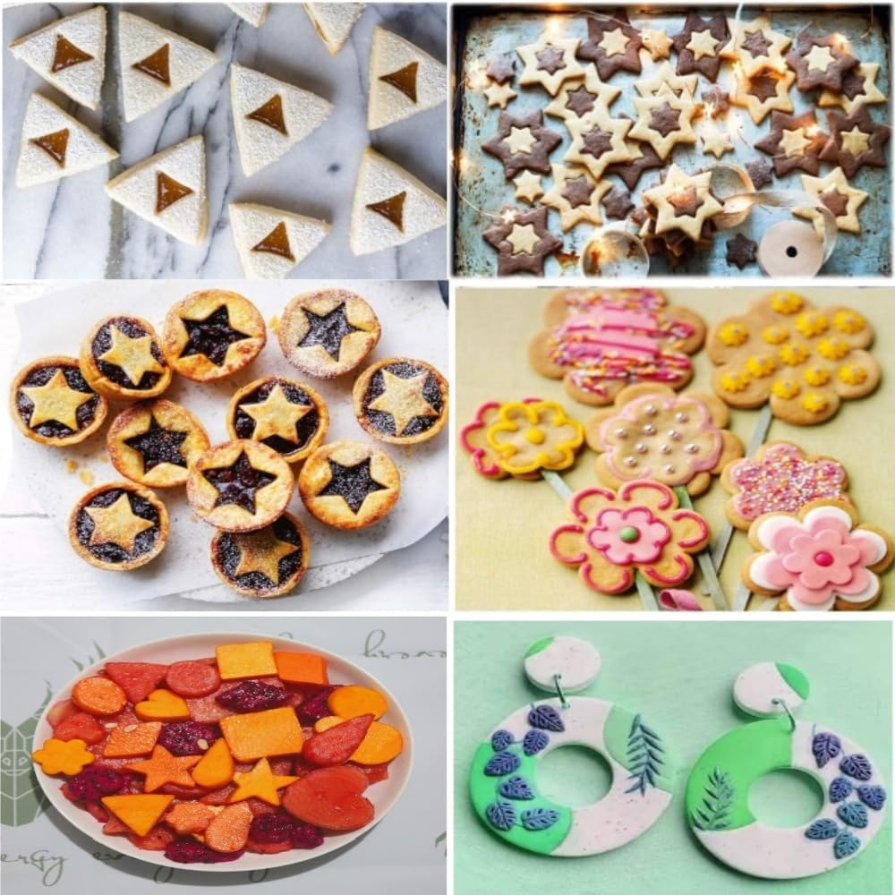 Fabselection Cookie Cutter Shape Set,Mini Sandwich Cutter,Geometric Shapes Metal Scone Cutter with Iron Box,Polymer Clay Cutters for DIY Biscuit Pastry Fondant Sandwich Cake Decorating (30Pcs) image number 3