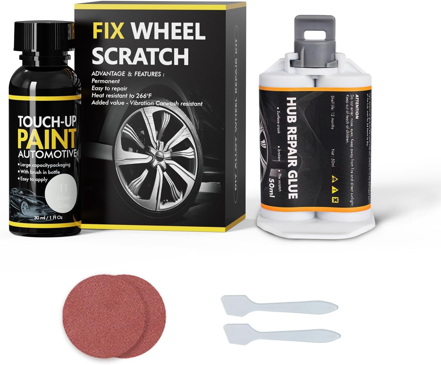Matte Black Rim Touch up Paint, Rim Repair Kit Curb Rash, Wheel Touch up Paint for Quickly Fix Rim Scratches, Chips, Curb Rashes and Surface Damage image number 2