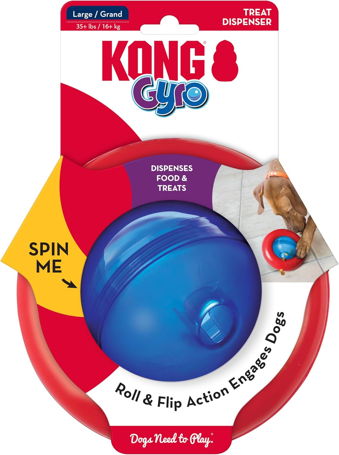 Kong Gyro Dog Toy, Small, Red/Blue image number 6