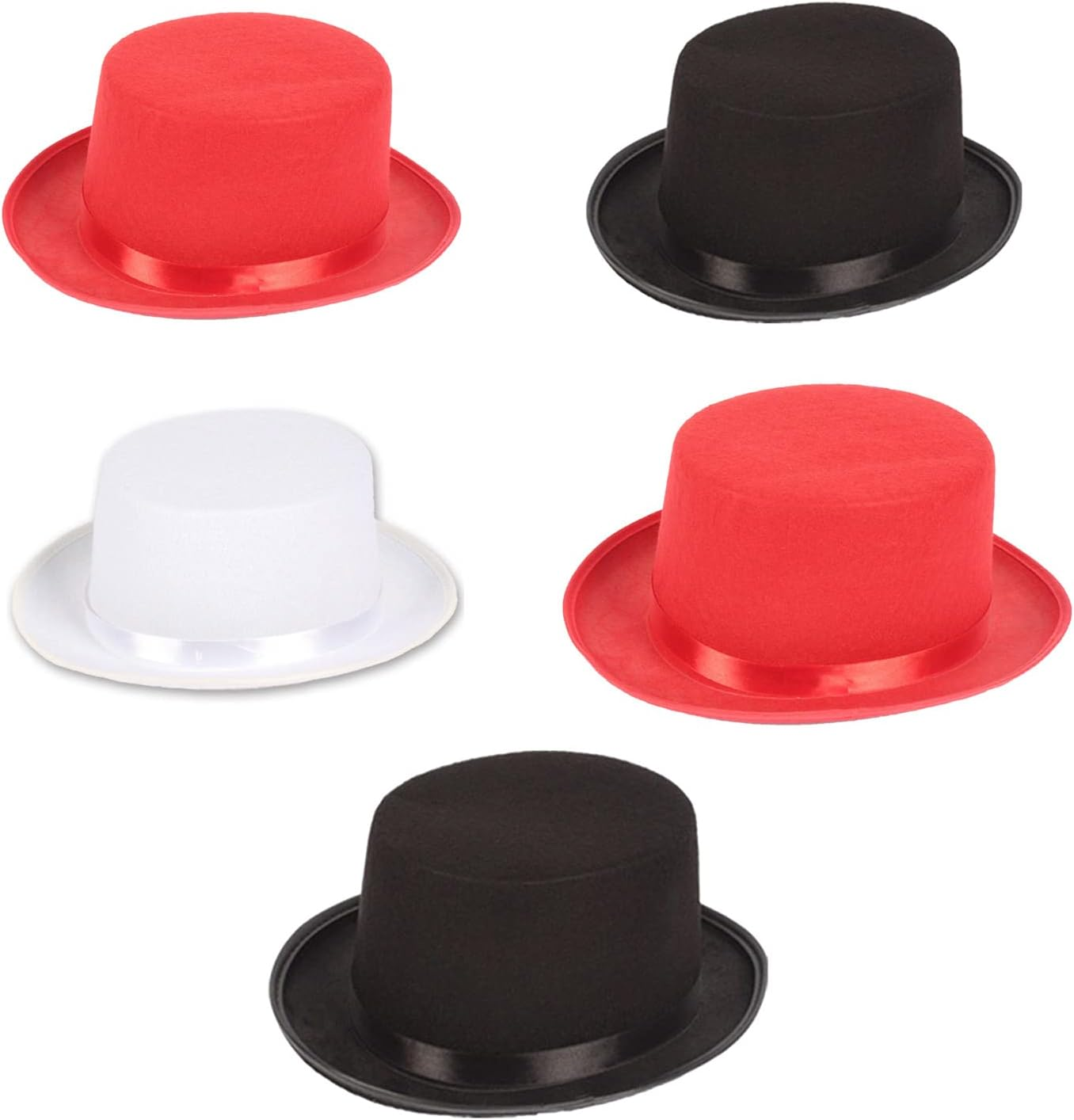 Oxtxuzdm Top Hat for Adult/Children Cylinder Magician Party Costume Fedora for Carnival Rave Party Womens Felt Hats with Brim Mens with Brim for Women Large Heads Solid Color Hat Floppy for Women - Black Children image number 4