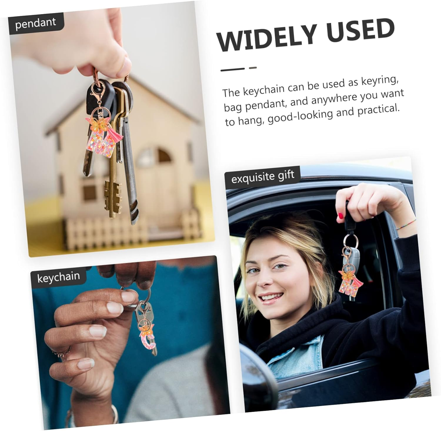 IWOWHERO 2Pcs Butterfly Alphabet Key Bulk Key Rings Girls Backpack Purse Key Chain for Car Keys Initial Letter Key Ring Letter a Keychain a Letter Keychain Bag Key Decor Decorative Keyring image number 2