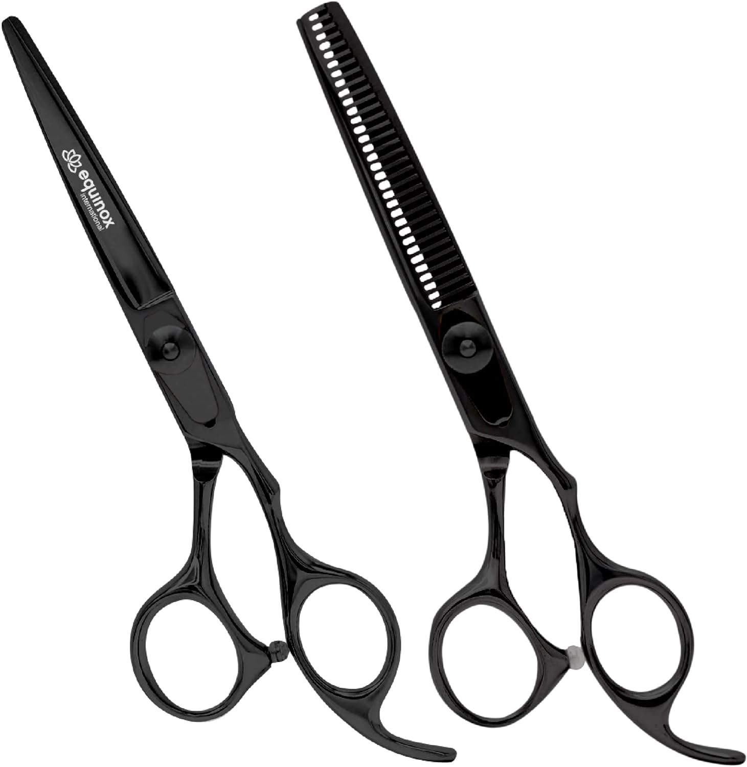 Equinox International Professional Razor Edge Series Hair Cutting Scissors Set - Barber & Thinning Shears/Texturizing 6.5 Inches for Men/Women/Kids/Salon Home (Black)