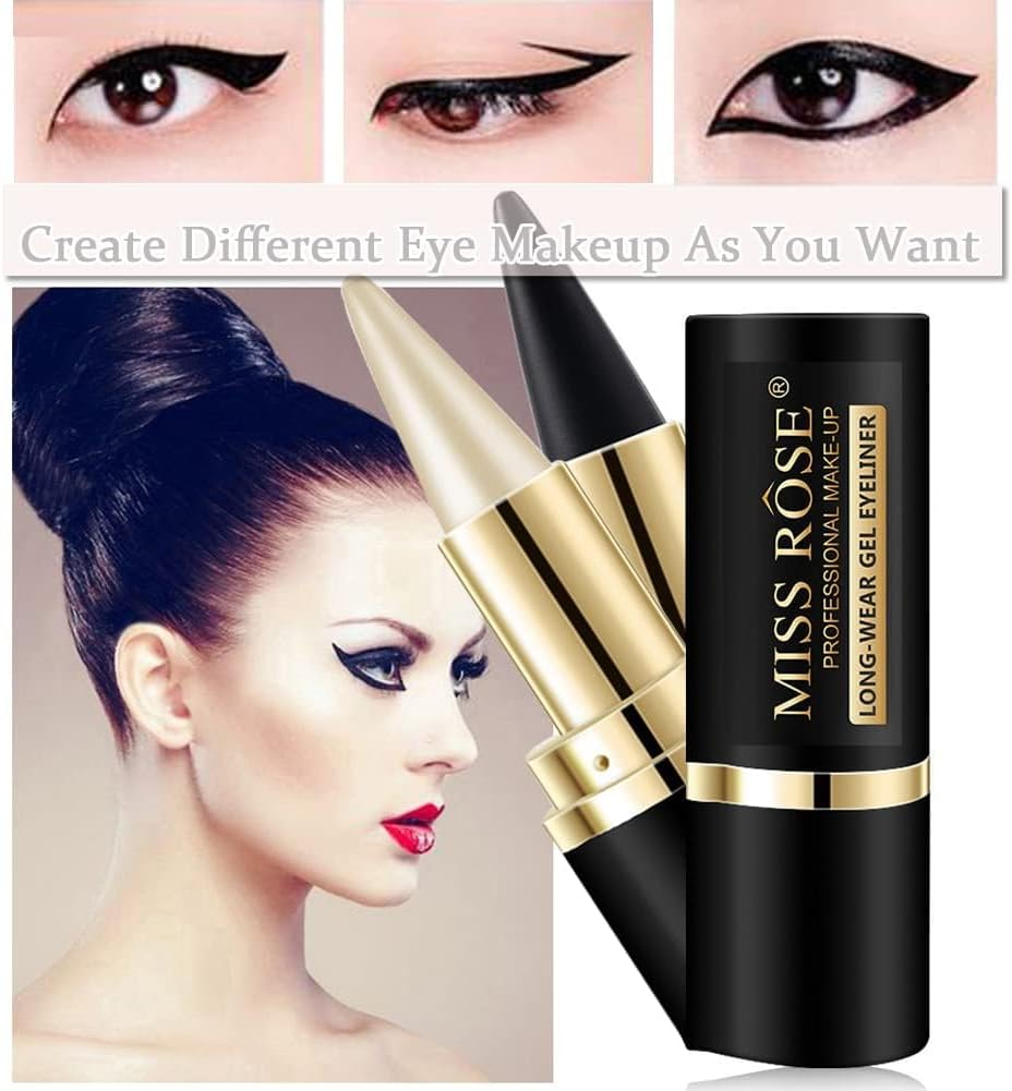 Wimode 2 Colors Gel Eyeliner Set,Quick-Dry Cream Eyeliner Waterproof and Smudge Proof Eye-Liner Pencil Long-Lasting Matte Black Eye Liner Stick for Women Girls(01 Silver+02 Brown) image number 1