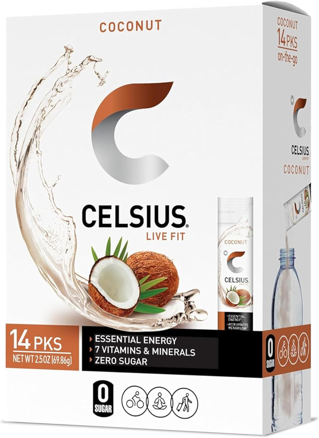 CELSIUS&reg; On-The-Go Powder Sticks Kiwi Guava Lime, Essential Energy 2.6 Oz (14 Sticks per Pack) image number 1