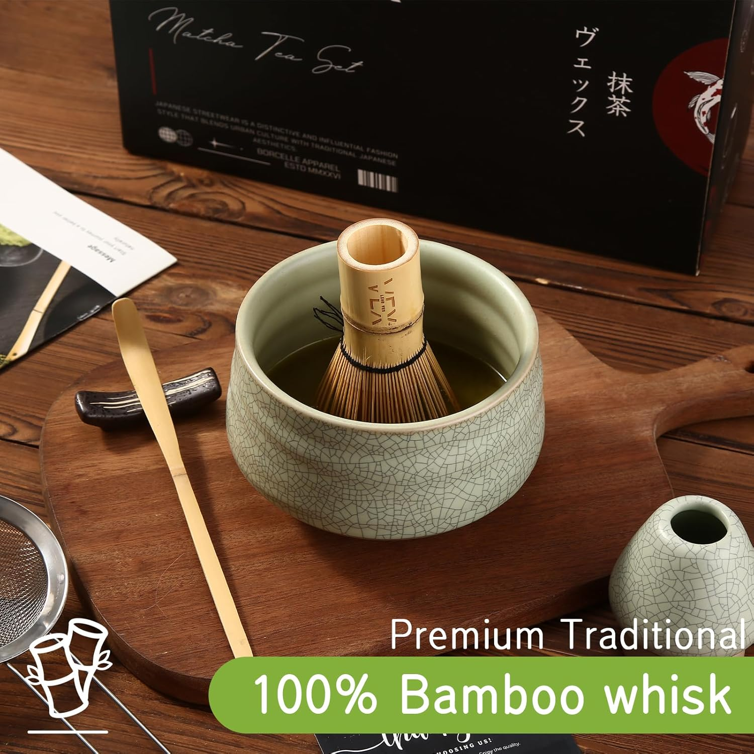 7 Piece Matcha Set - Japanese Matcha Whisk Set, Tea Kit Includes Ceramic Bowl, Bamboo Whisk Holder & Sifter - Complete Matcha Kit Set for Matcha Beginners & Lovers image number 3
