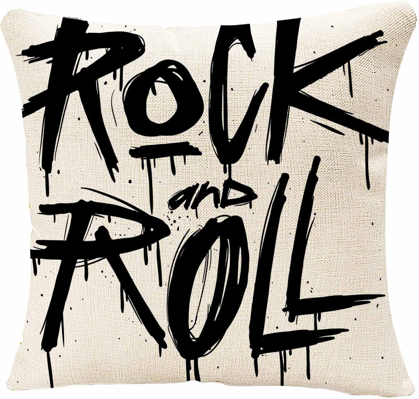 IBILIU Throw Pillow Covers Old Hand Draw Sketch Rock and Roll Cushion Pillow Case Home Decor Pillowcase 18X18 Inches image number 1