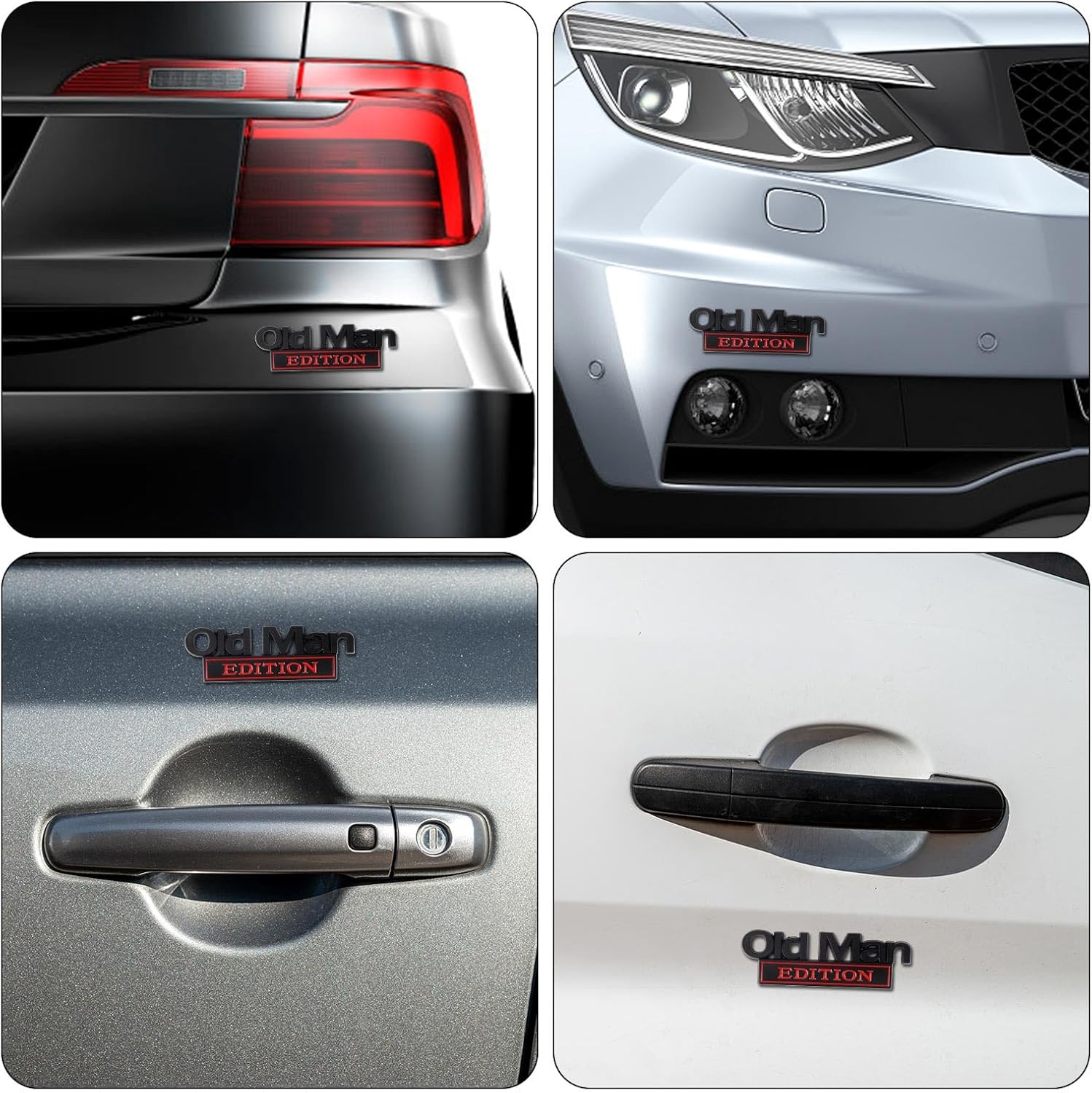 Penitue 2Pcs Old Man Edition Car Emblems, Zinc Alloy Old Man Edition Car Badge Waterproof 3D Bumper Badge Emblem for Motorcycle SUV Truck Fender Rear Tailgate (Black Red) image number 2