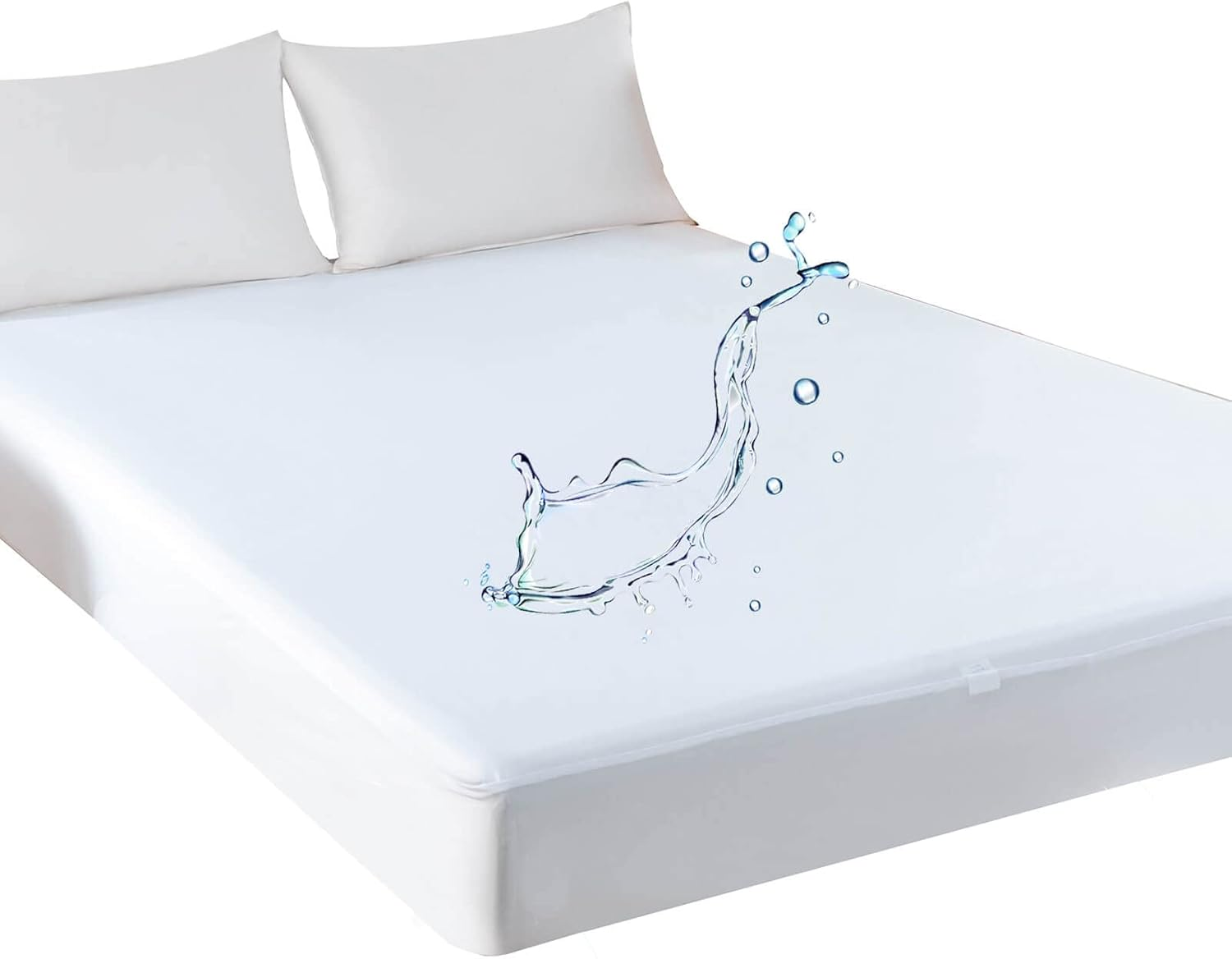 Kingnex Twin Mattress Protector Waterproof Smooth Suface Fitted Sheet Style Mattress Cover with Elastic Skirt image number 3